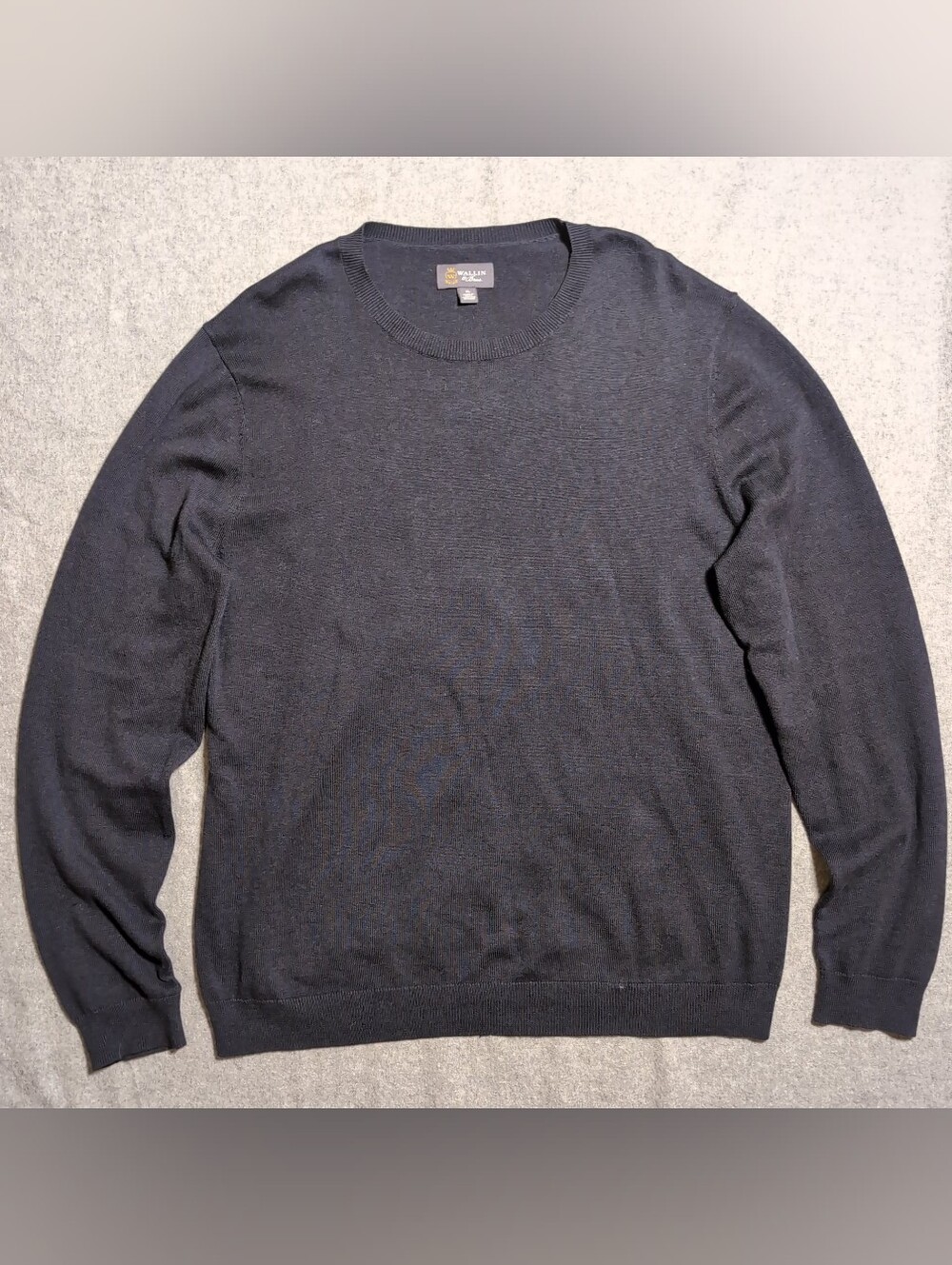 Wallin & Bros. Men’s XL Charcoal Grey Cotton Cashmere Blend Crewneck Sweater